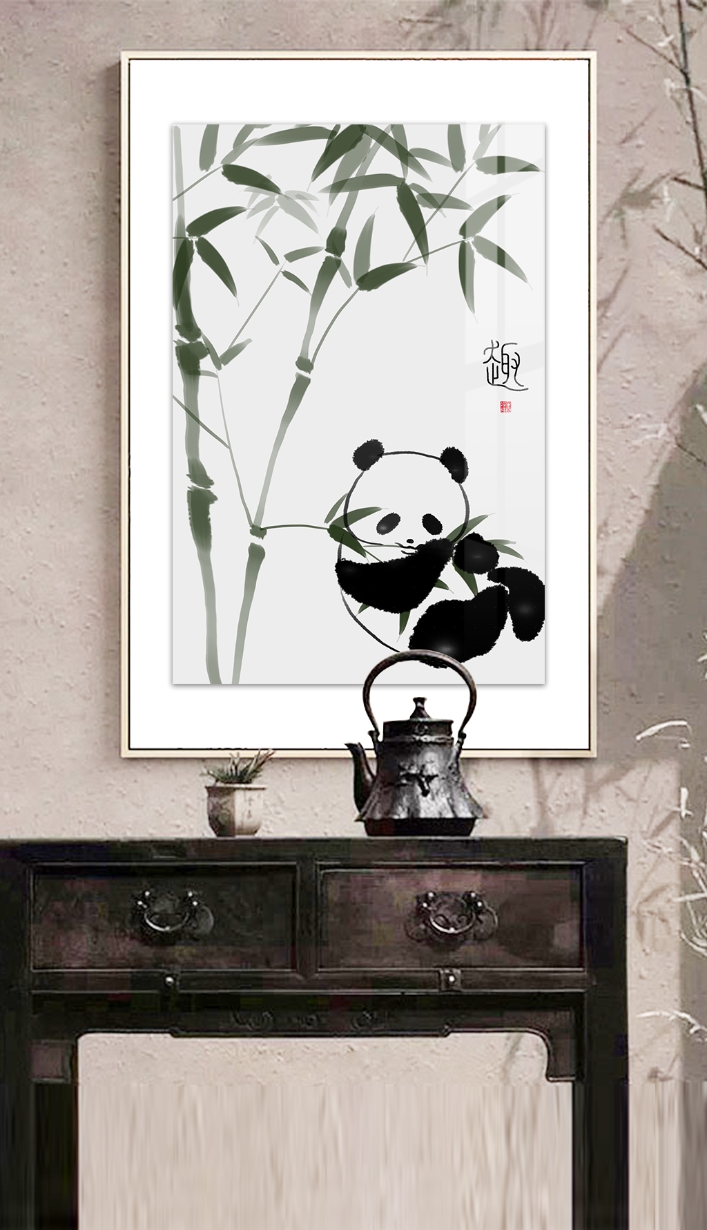 熊猫吃竹水墨画专题模板-熊猫吃竹水墨画图片素材下载-我图网