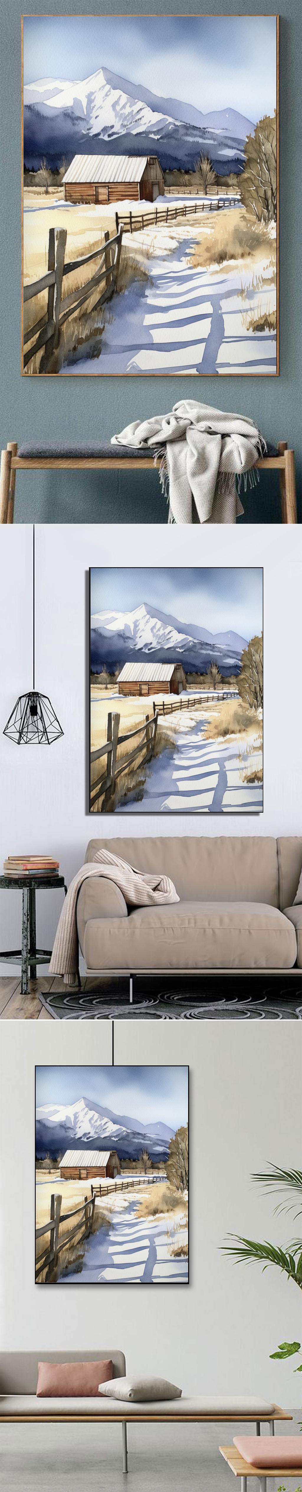雪景色 油彩画 水彩雪景怎么画专题模板-水彩雪景怎么画图片素材下载-我图网