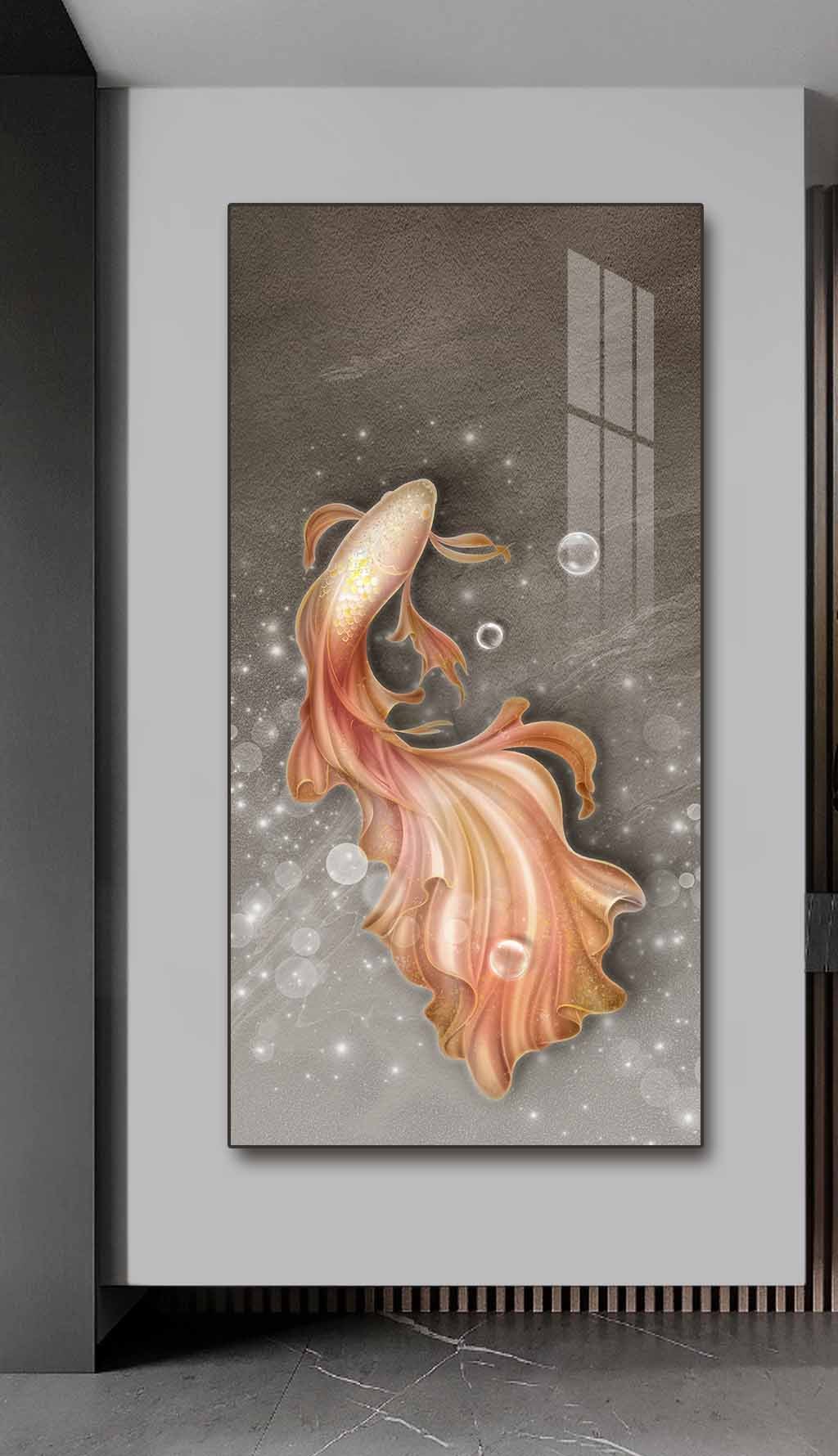 原创客厅玄关锦鲤金鱼装饰画寓意高档挂画下载-编号34462683-动物花鸟