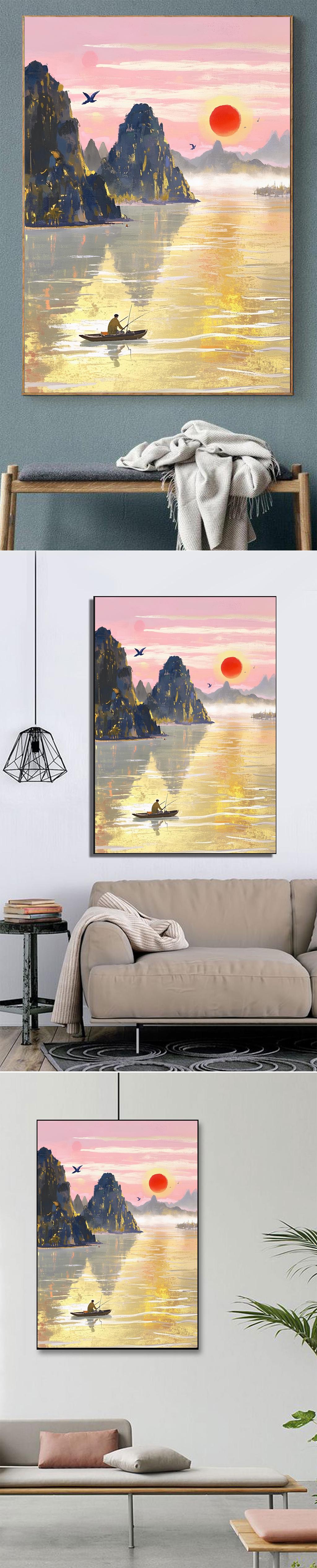 山水金箔画图片大全-山水金箔画背景图片-我图网
