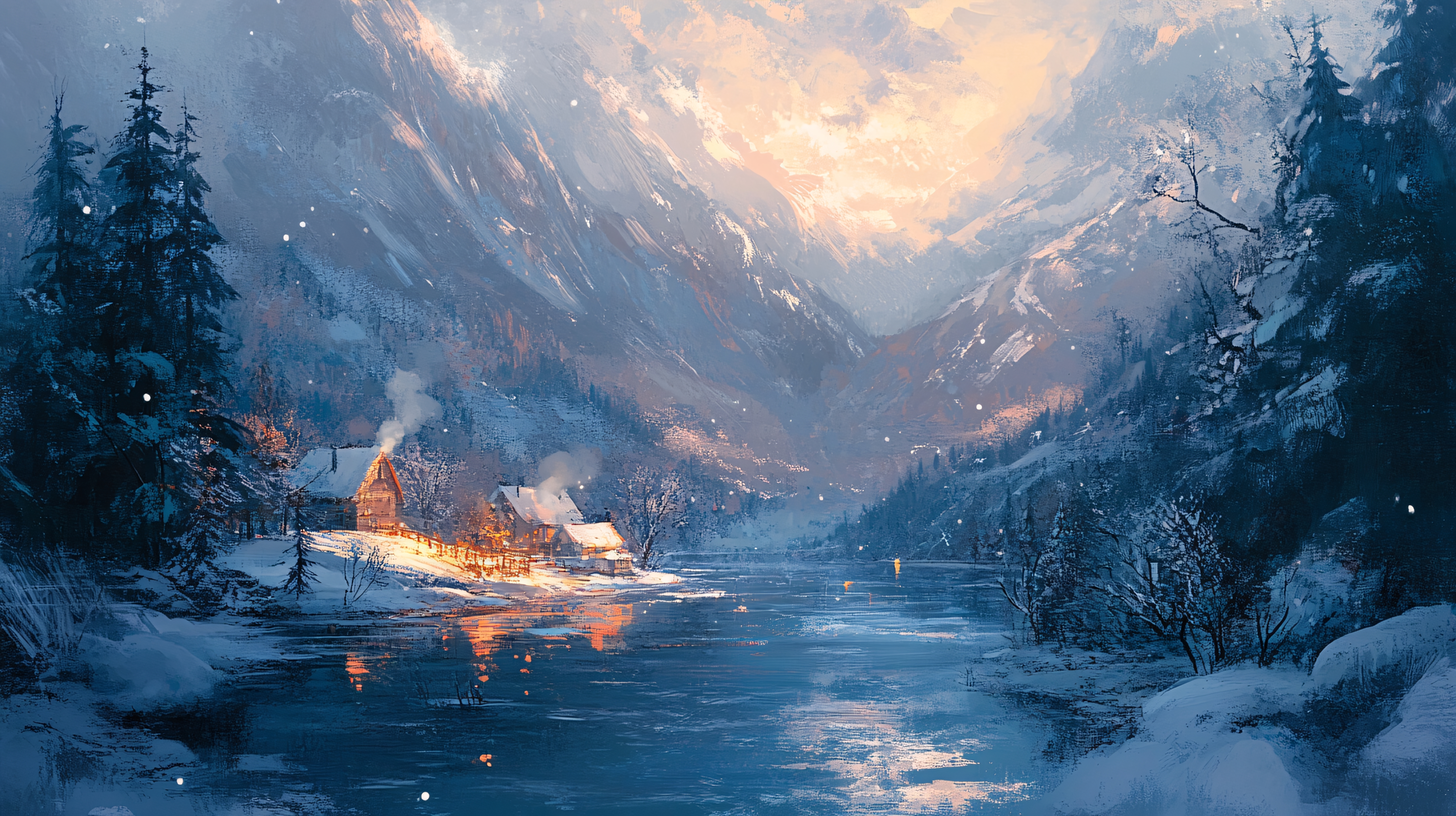 风景油画雪图片大全-风景油画雪背景图片-我图网