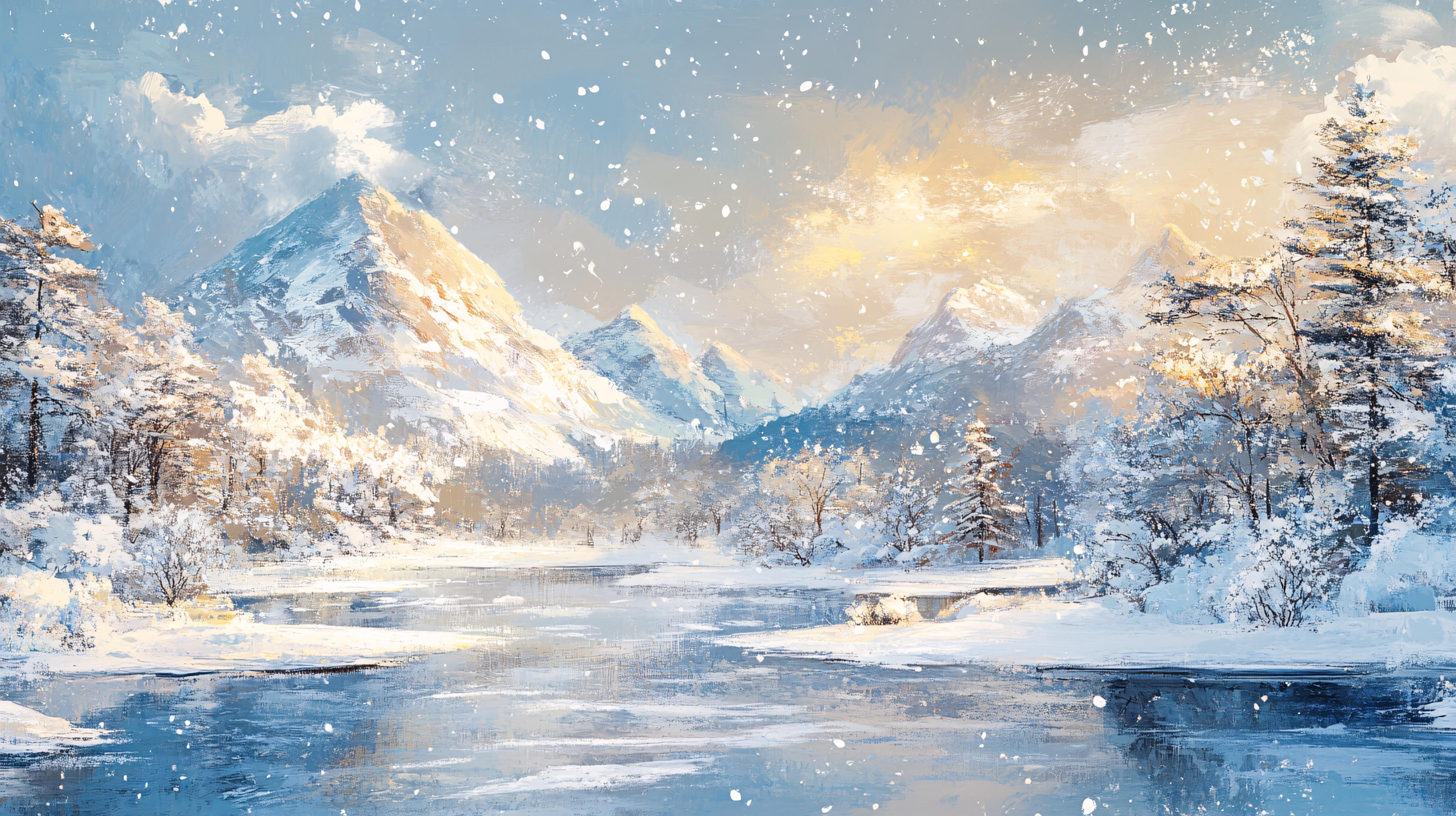 油画雪景图片大全-油画雪景背景图片-我图网