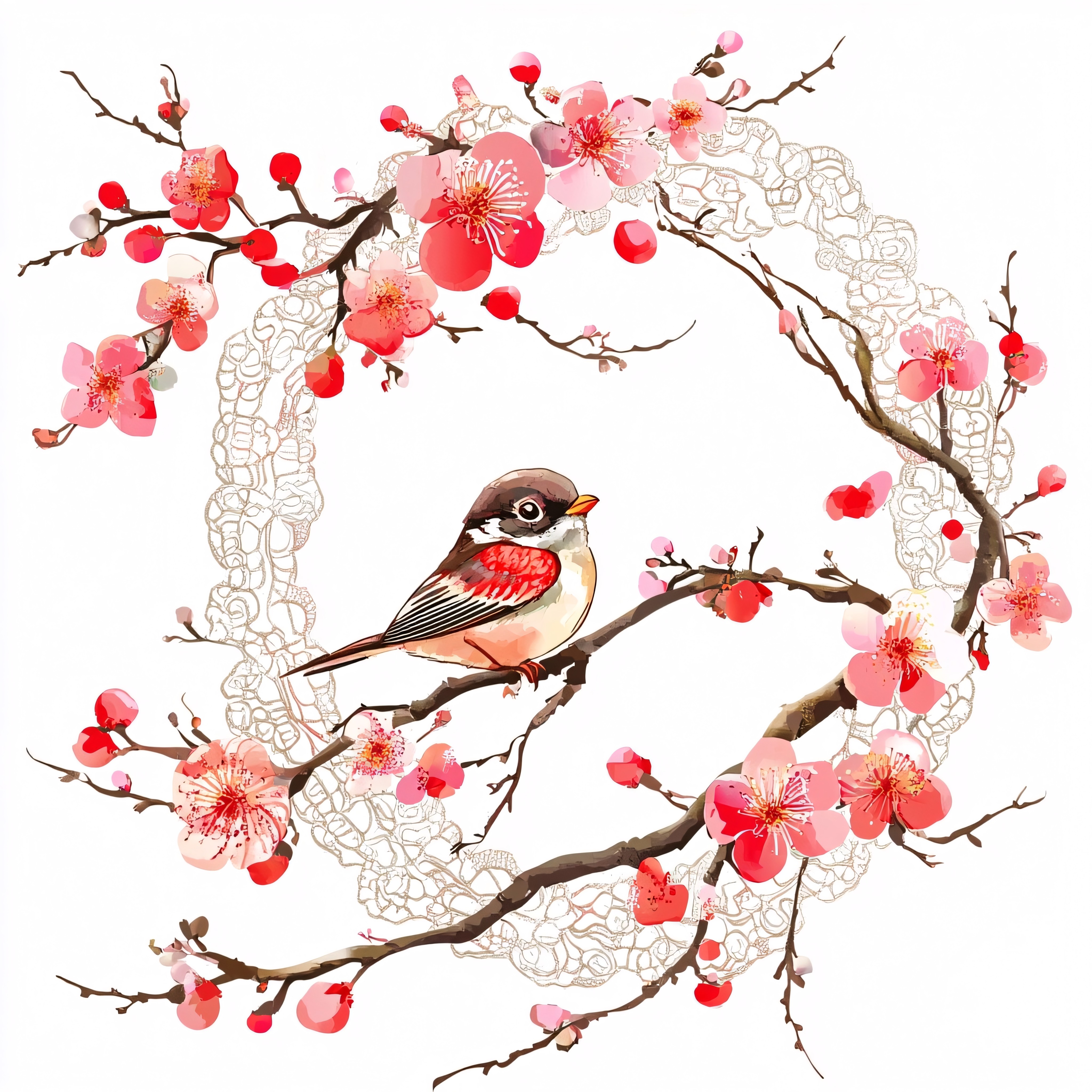 鸟梅花图片大全-鸟梅花背景图片-我图网