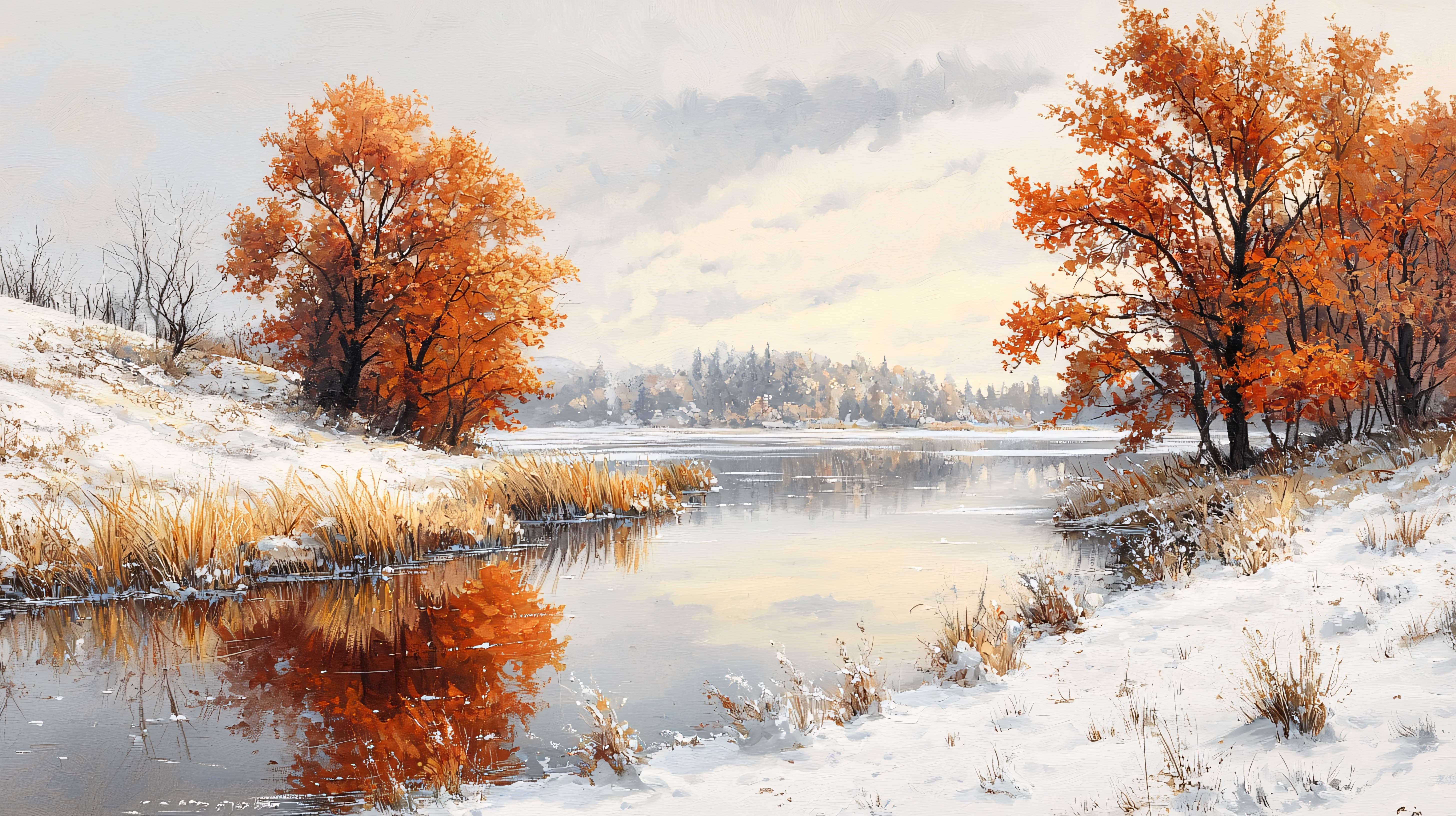 雪风景油画图片大全-雪风景油画背景图片-我图网