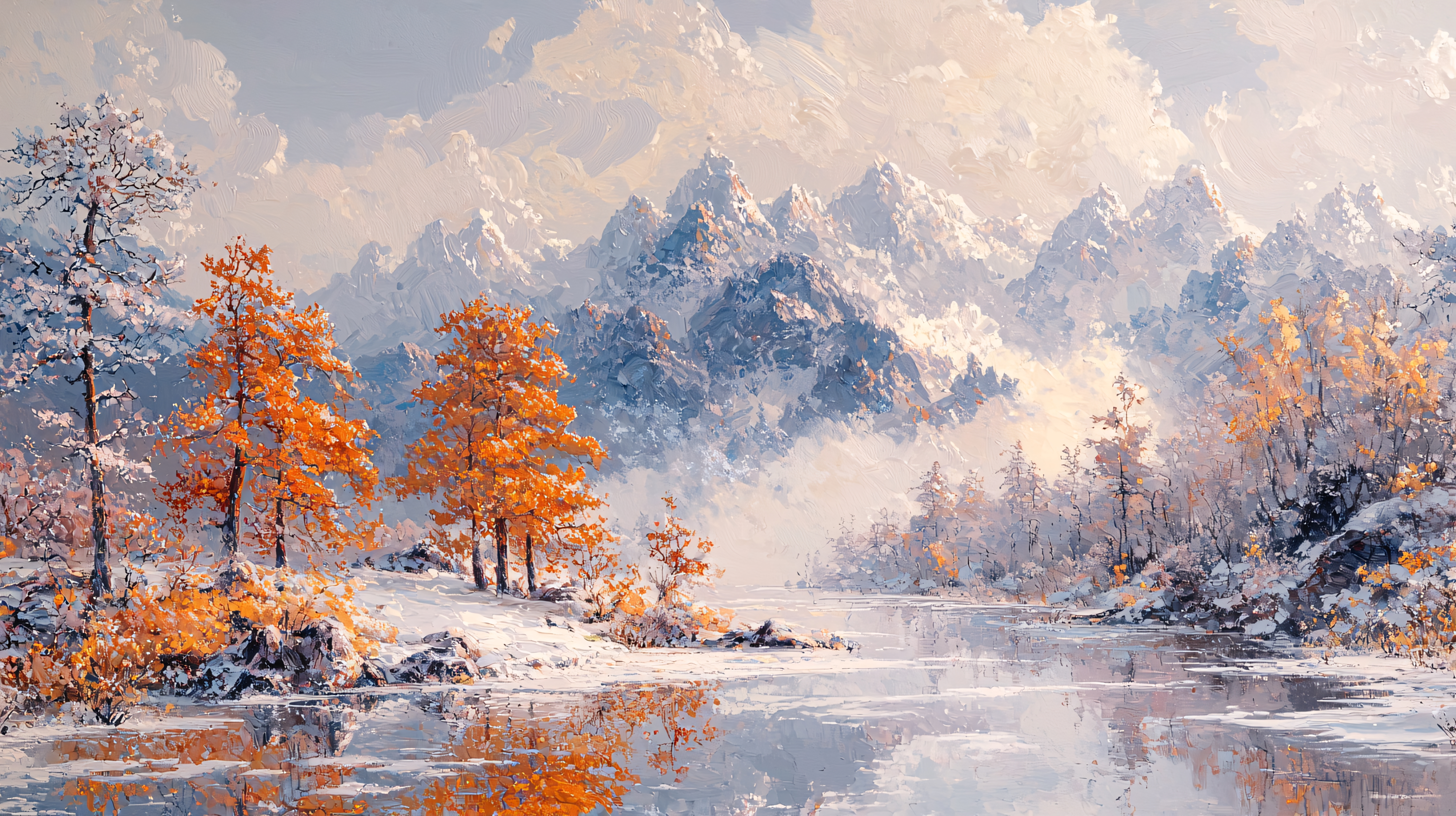 油画雪景图片大全-油画雪景背景图片-我图网