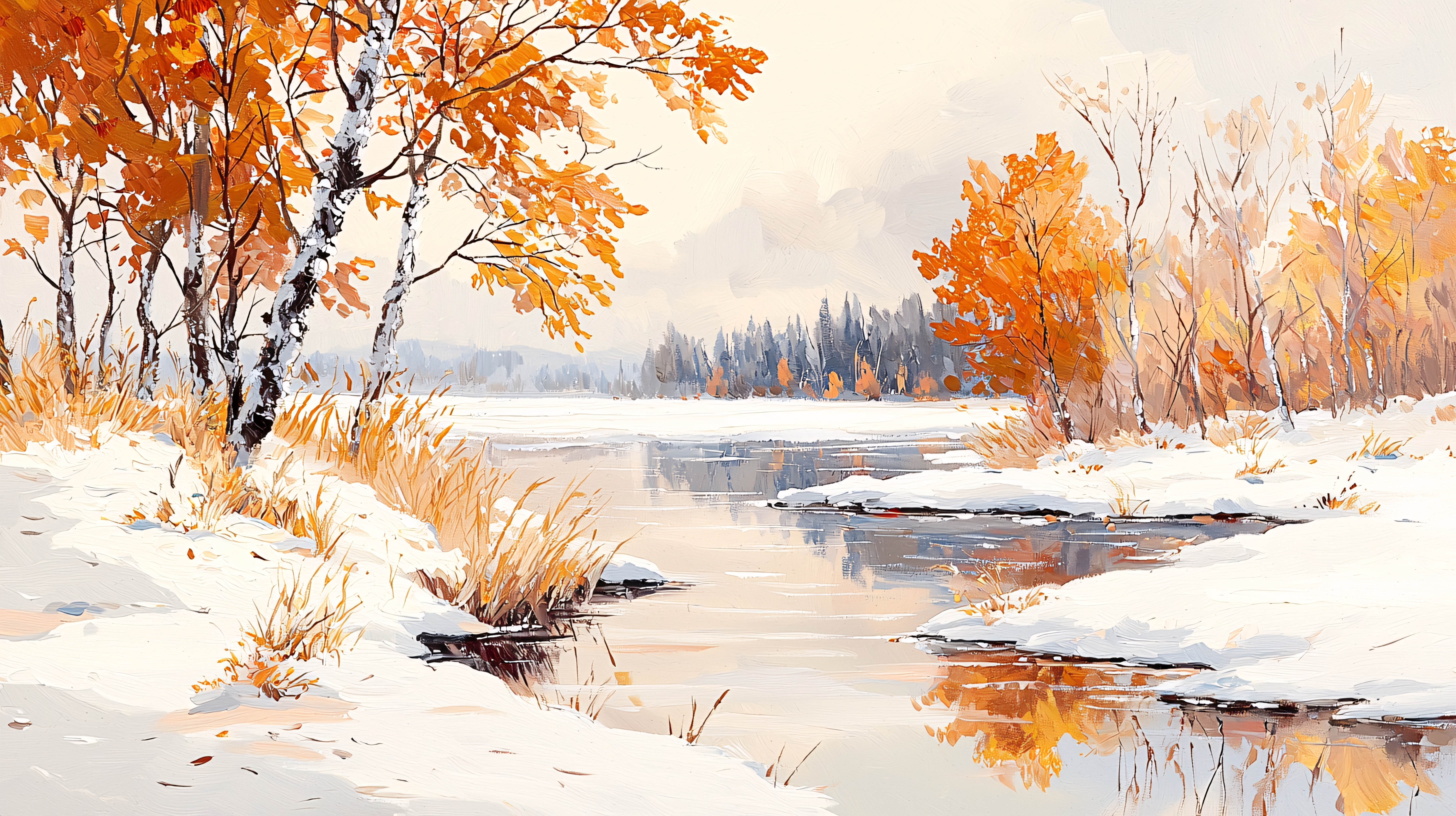 雪风景油画图片大全-雪风景油画背景图片-我图网
