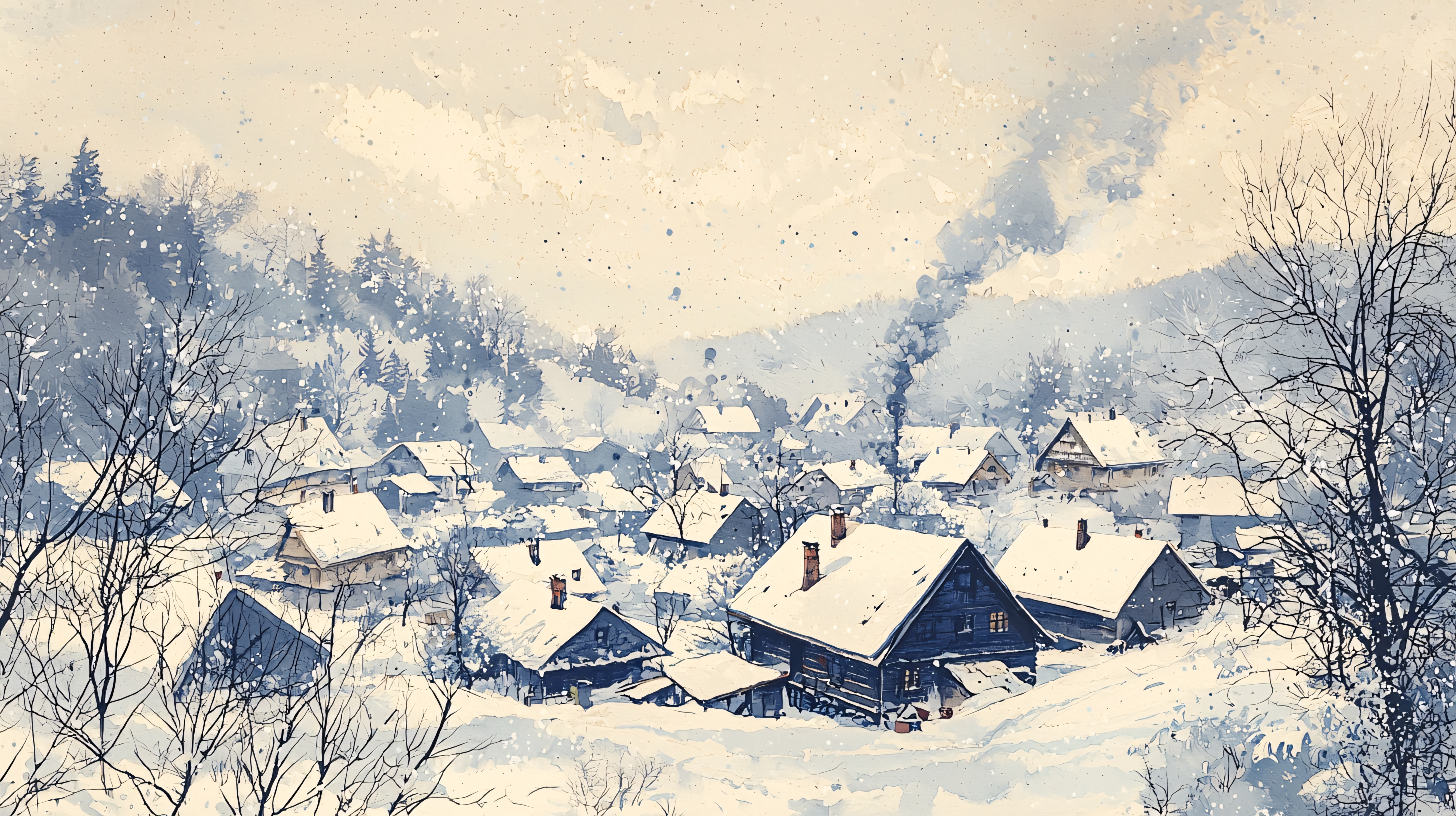 油画雪景图片大全-油画雪景背景图片-我图网