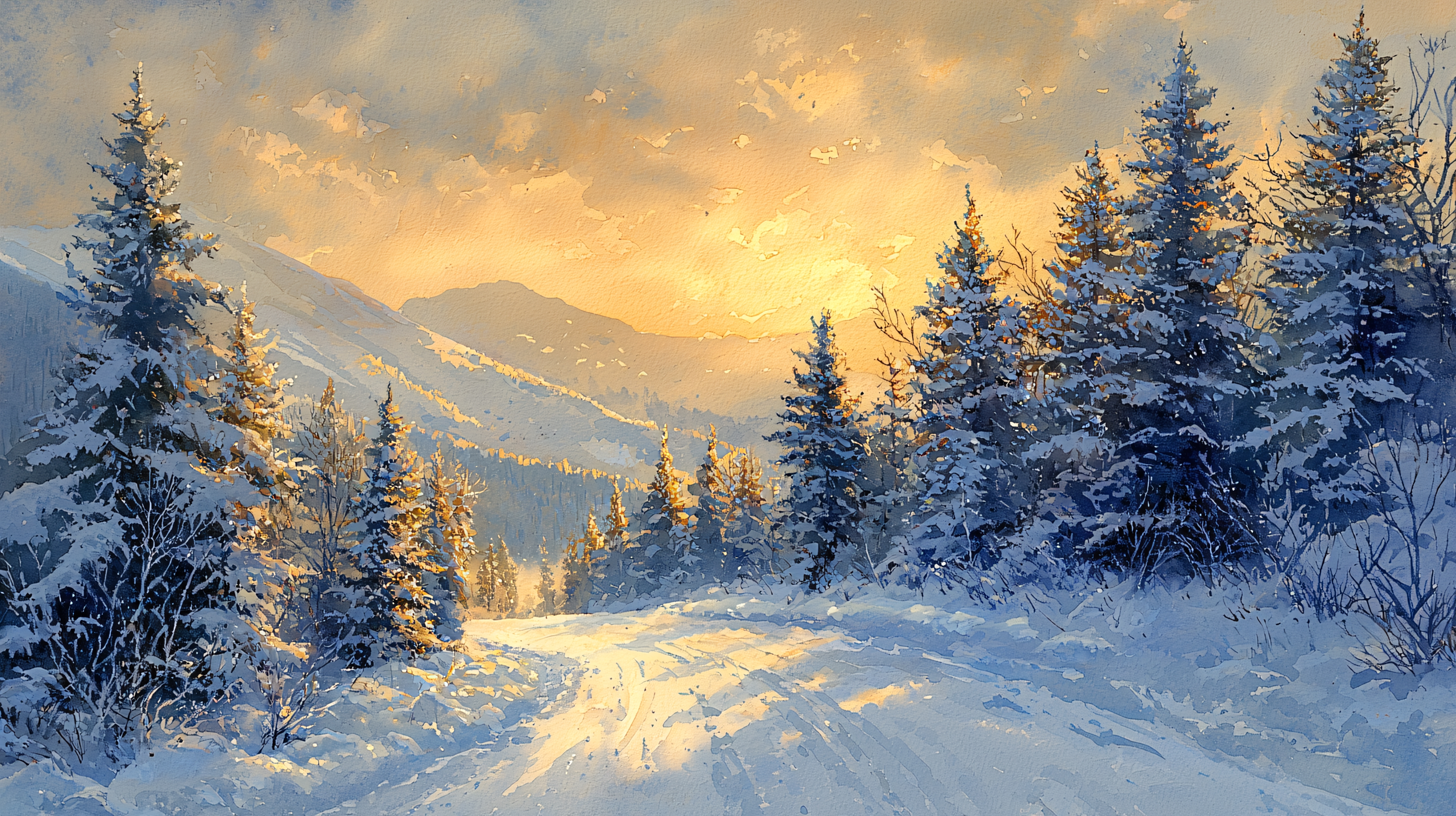 雪景色 油彩画 风景油画雪图片大全-风景油画雪背景图片-我图网