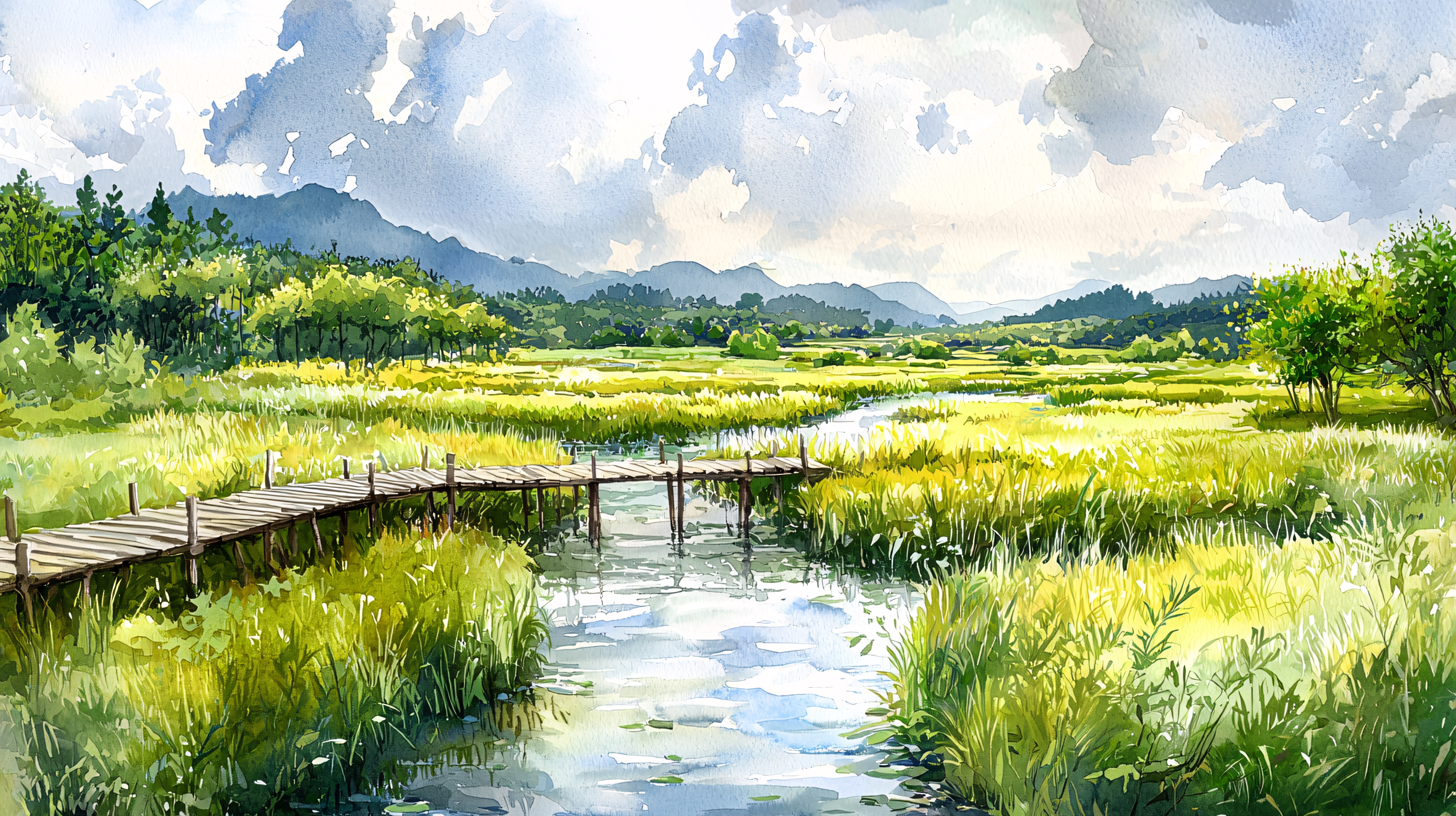 儿童乡村田园风景水彩画专题模板-儿童乡村田园风景水彩画图片素材下载