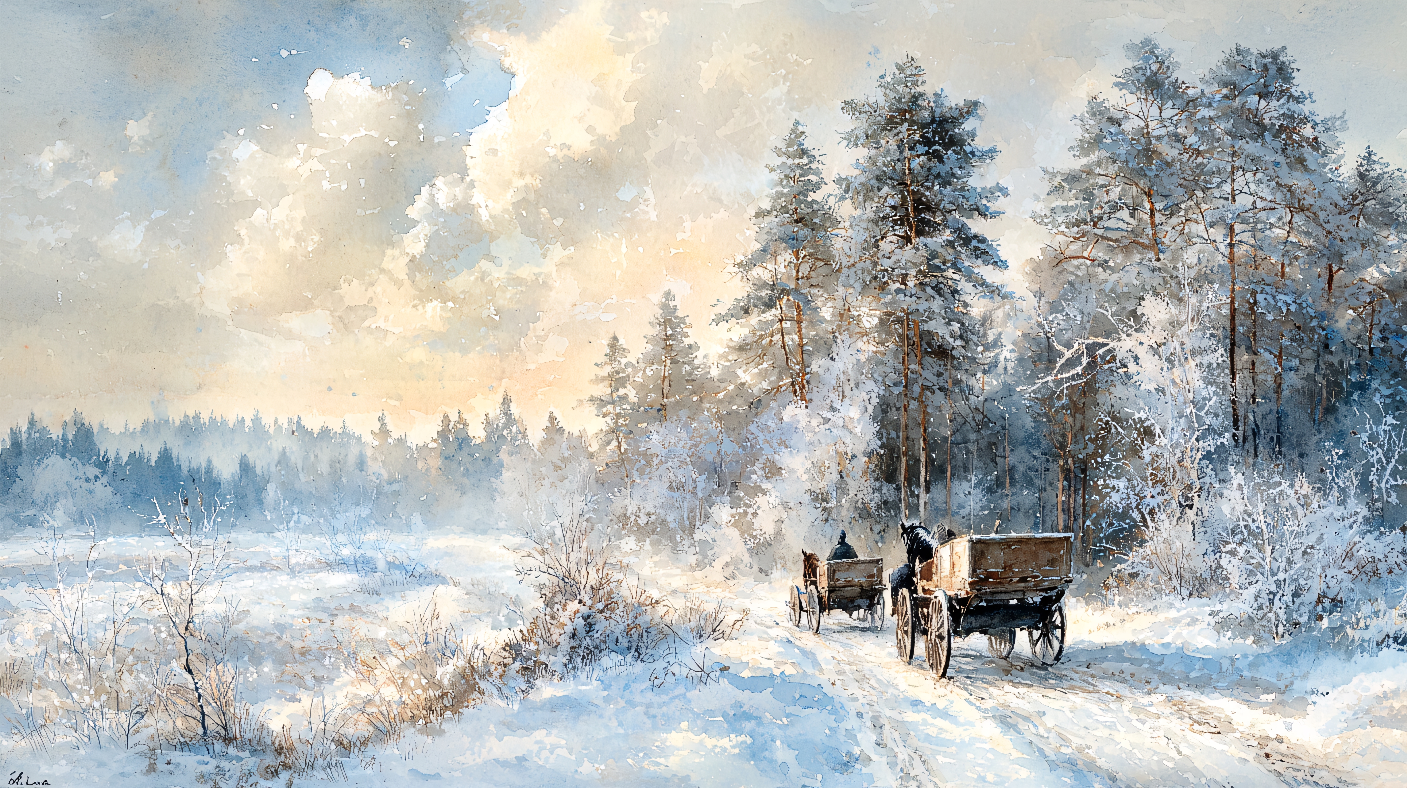 雪风景油画图片大全-雪风景油画背景图片-我图网