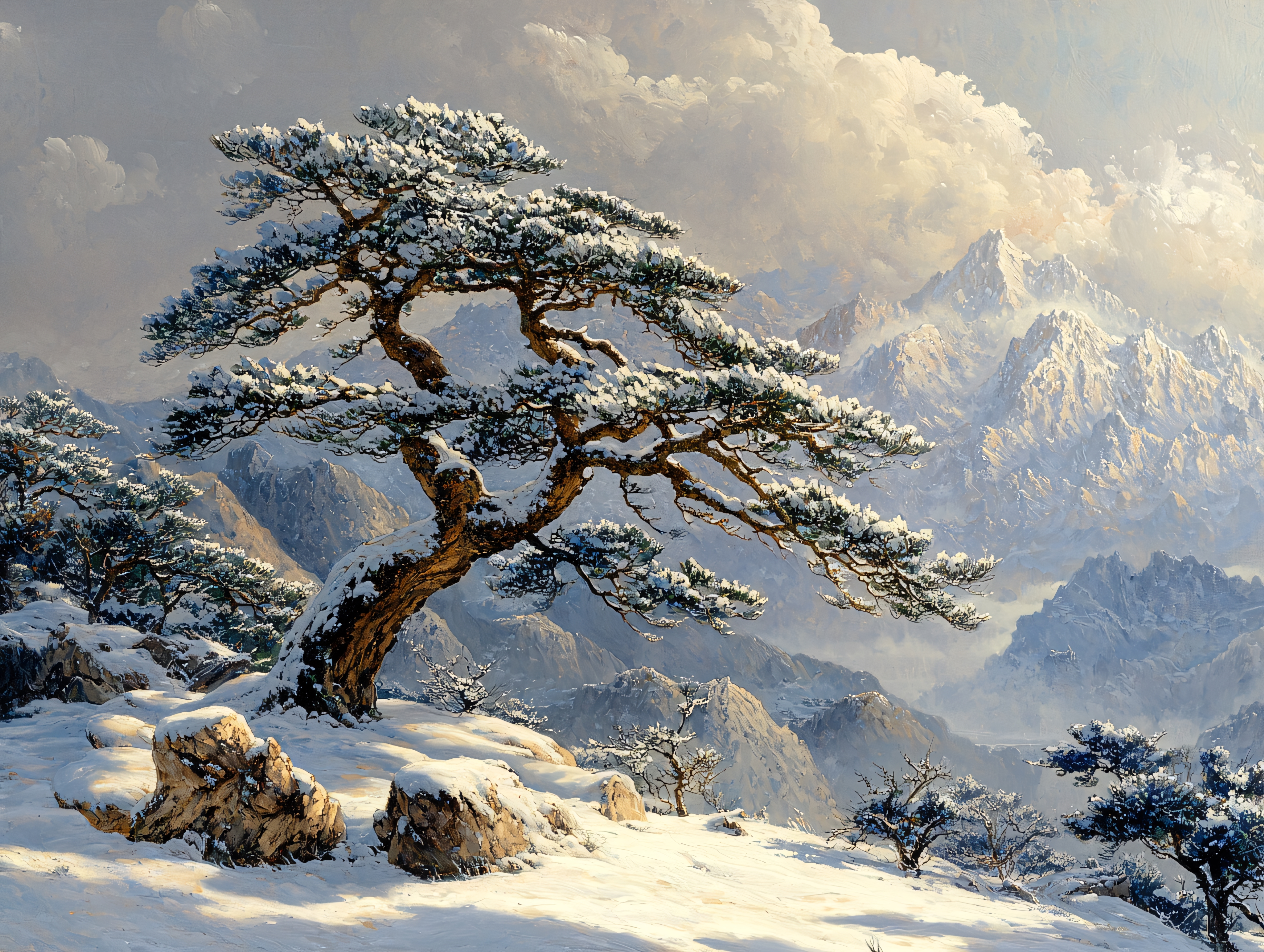 雪景色 油彩画 雪风景油画图片大全-雪风景油画背景图片-我图网