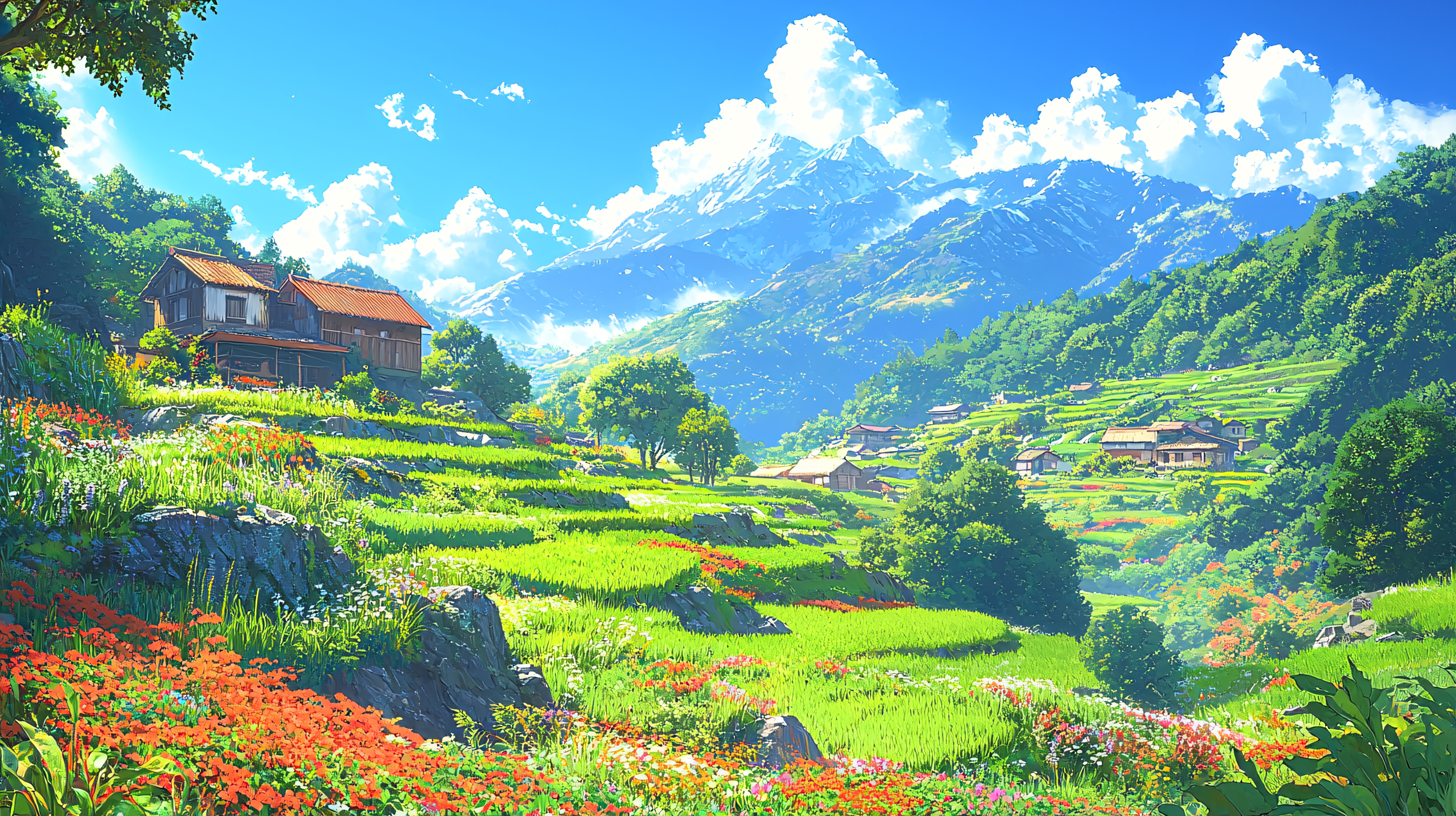 简笔画山村田园专题模板-简笔画山村田园图片素材下载-我图网