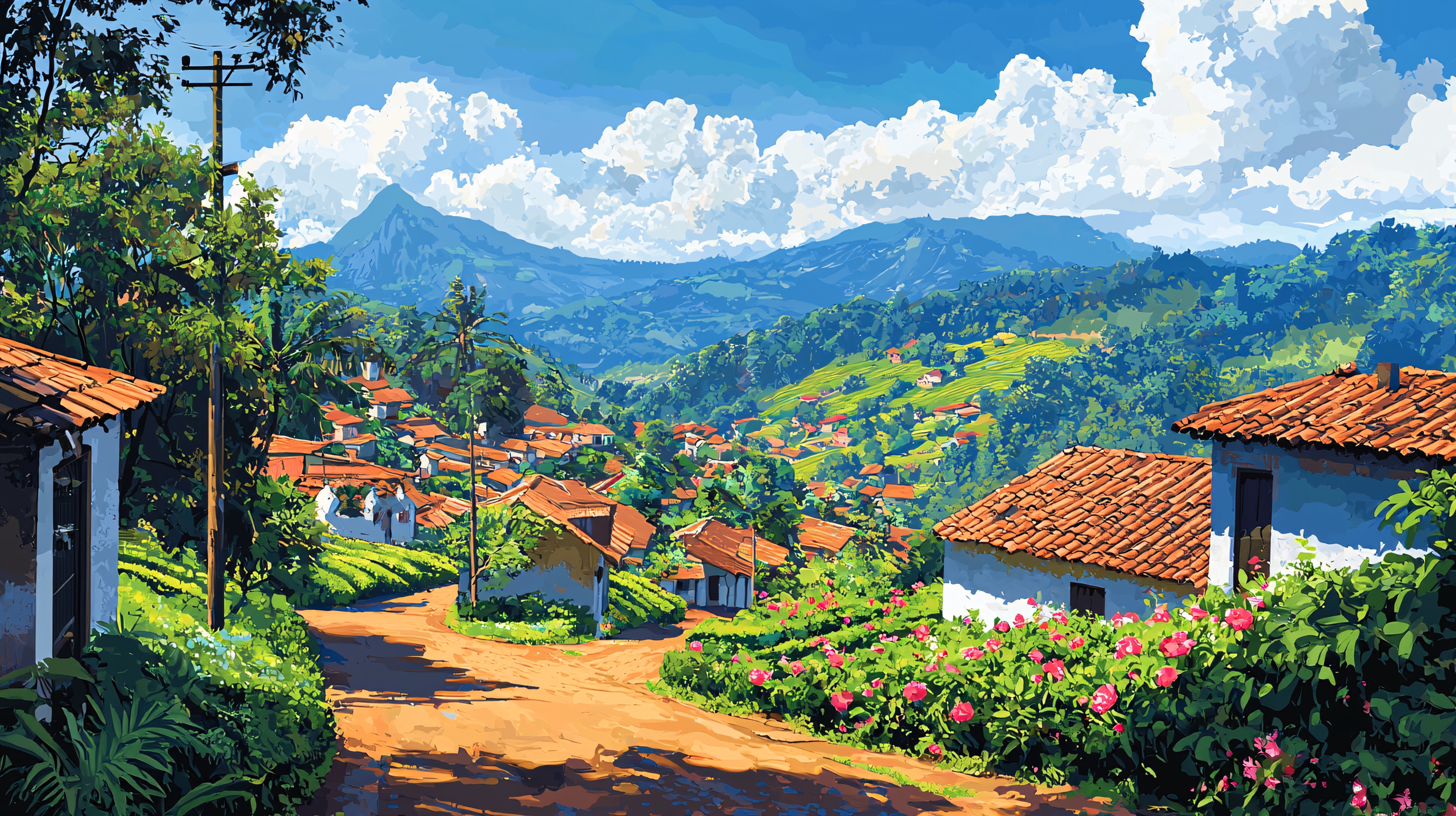 简笔画山村田园专题模板-简笔画山村田园图片素材下载-我图网