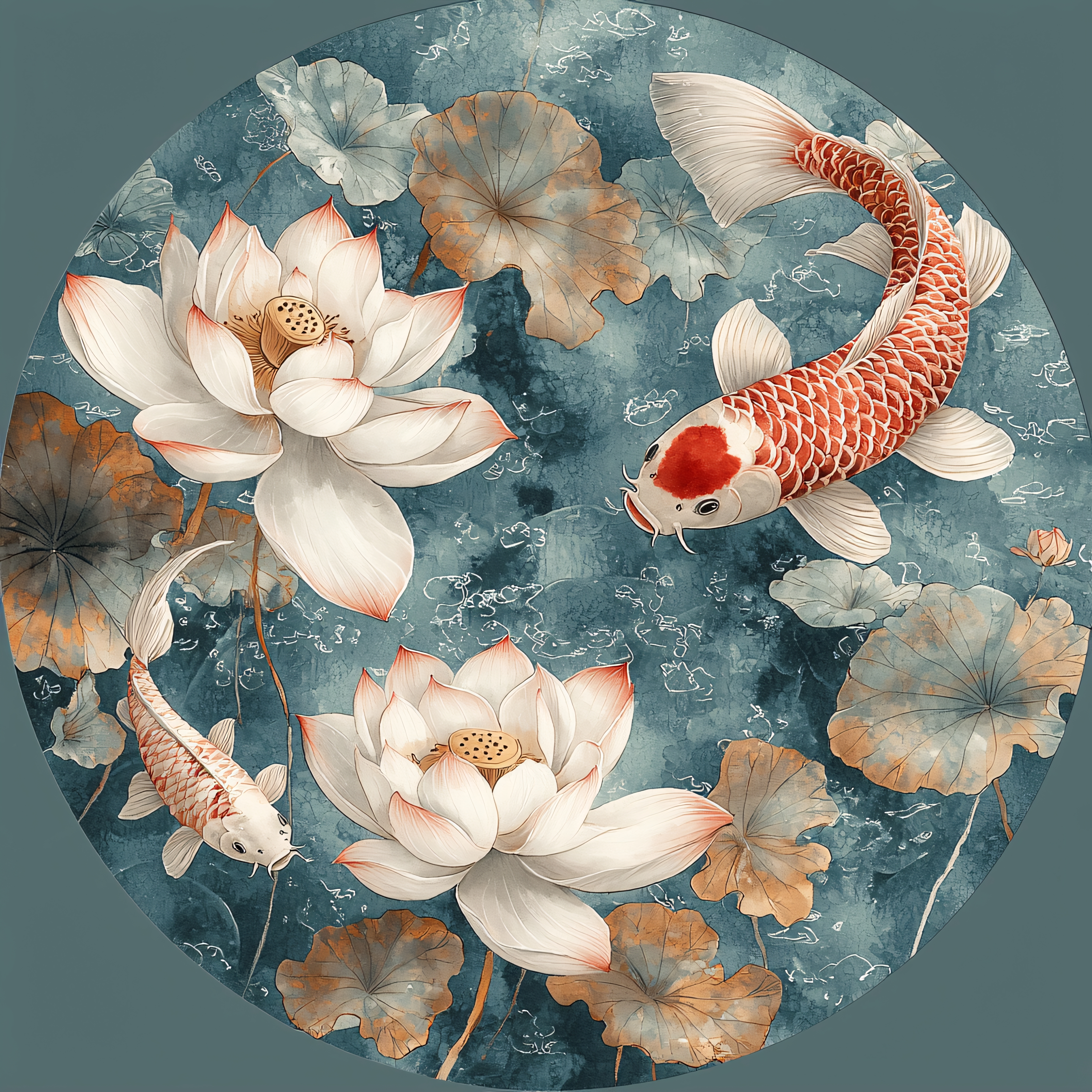 鲤鱼荷花图水墨画专题模板-鲤鱼荷花图水墨画图片素材下载-我图网