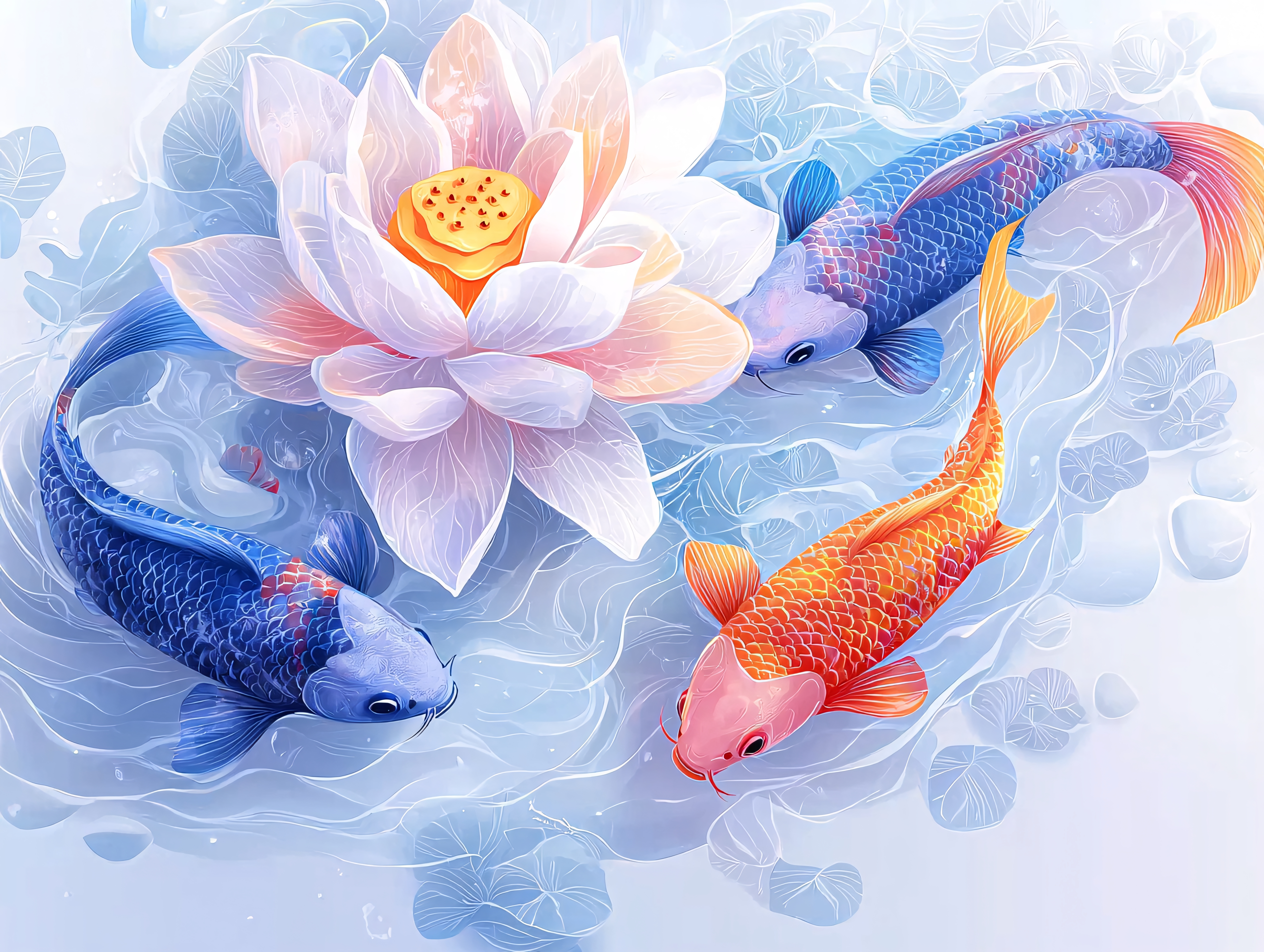 水彩锦鲤图片大全-水彩锦鲤背景图片-我图网