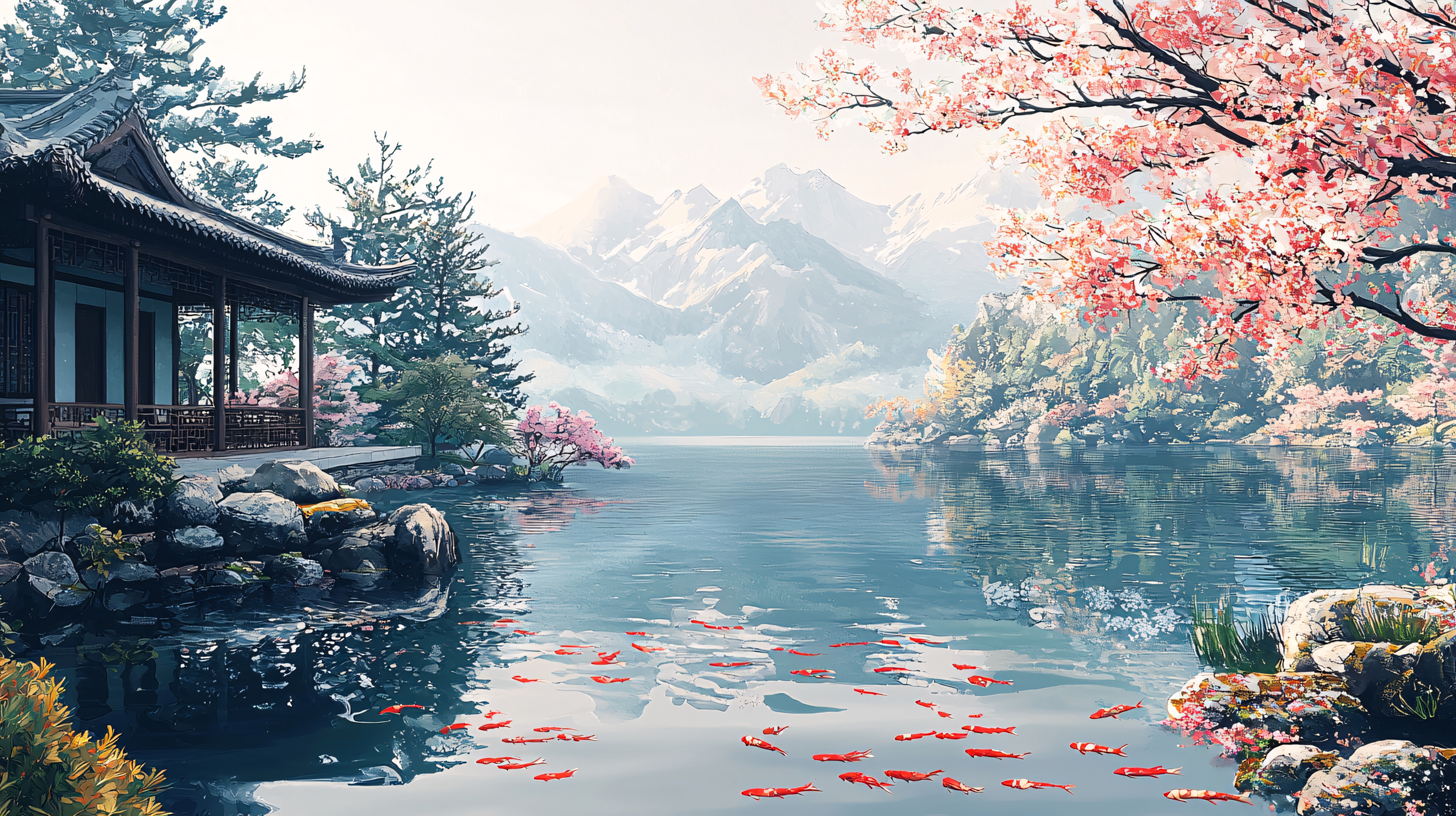 樱花山水专题模板-樱花山水图片素材下载-我图网