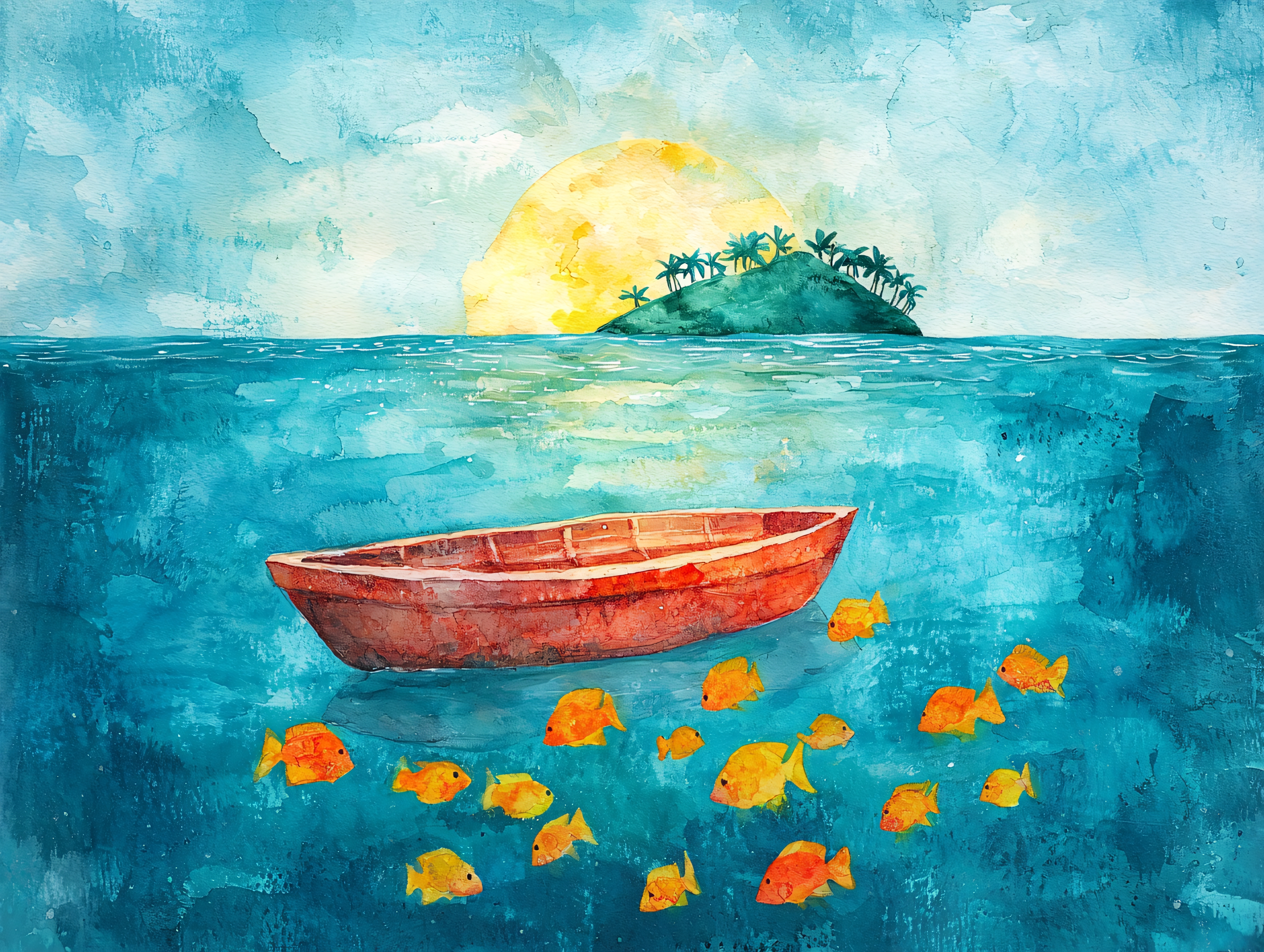 水彩画(海景)№46 海景水彩图片大全-海景水彩背景图片-我图网
