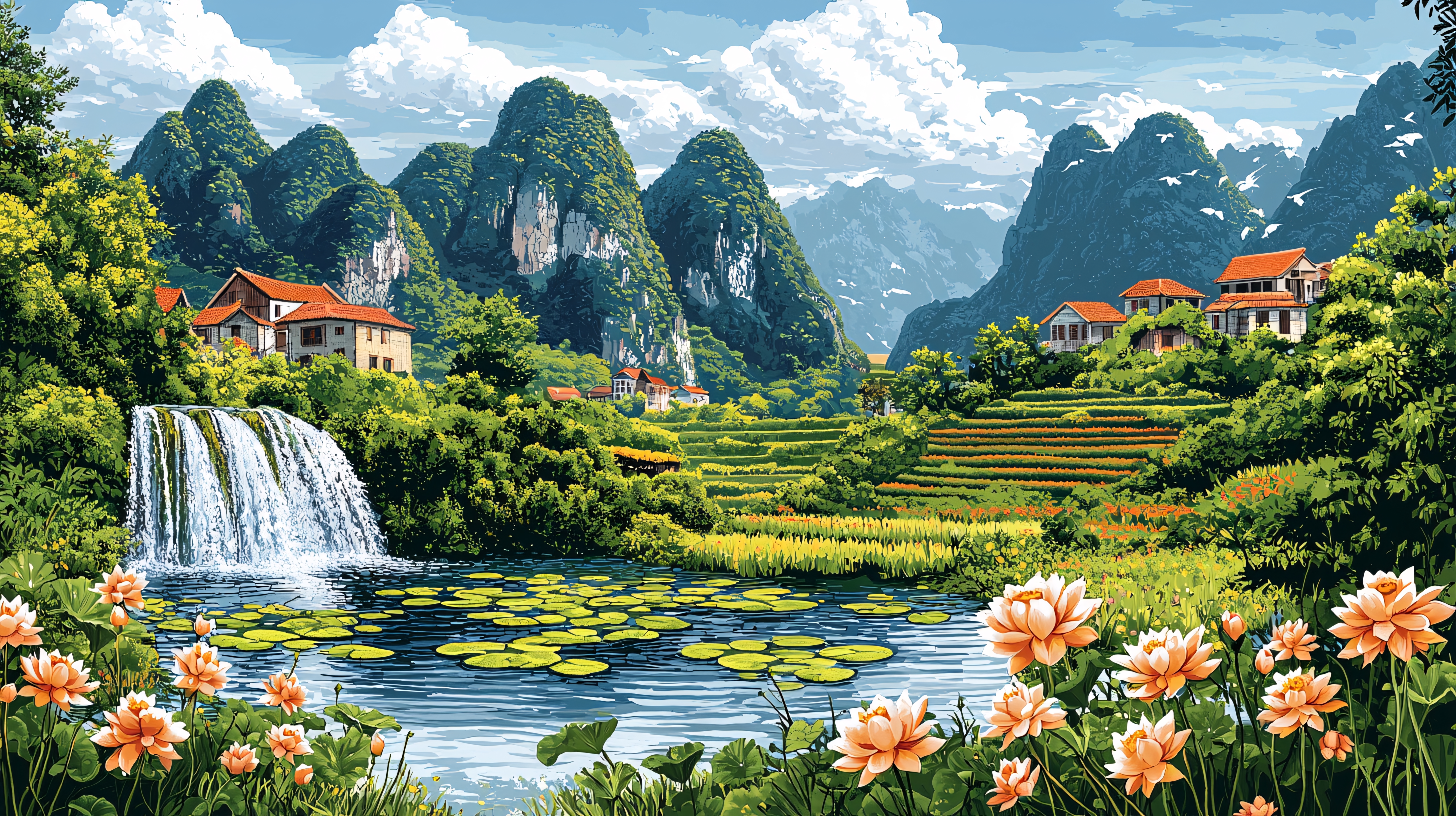 田园风景画绘画彩铅专题模板-田园风景画绘画彩铅图片素材下载-我图网