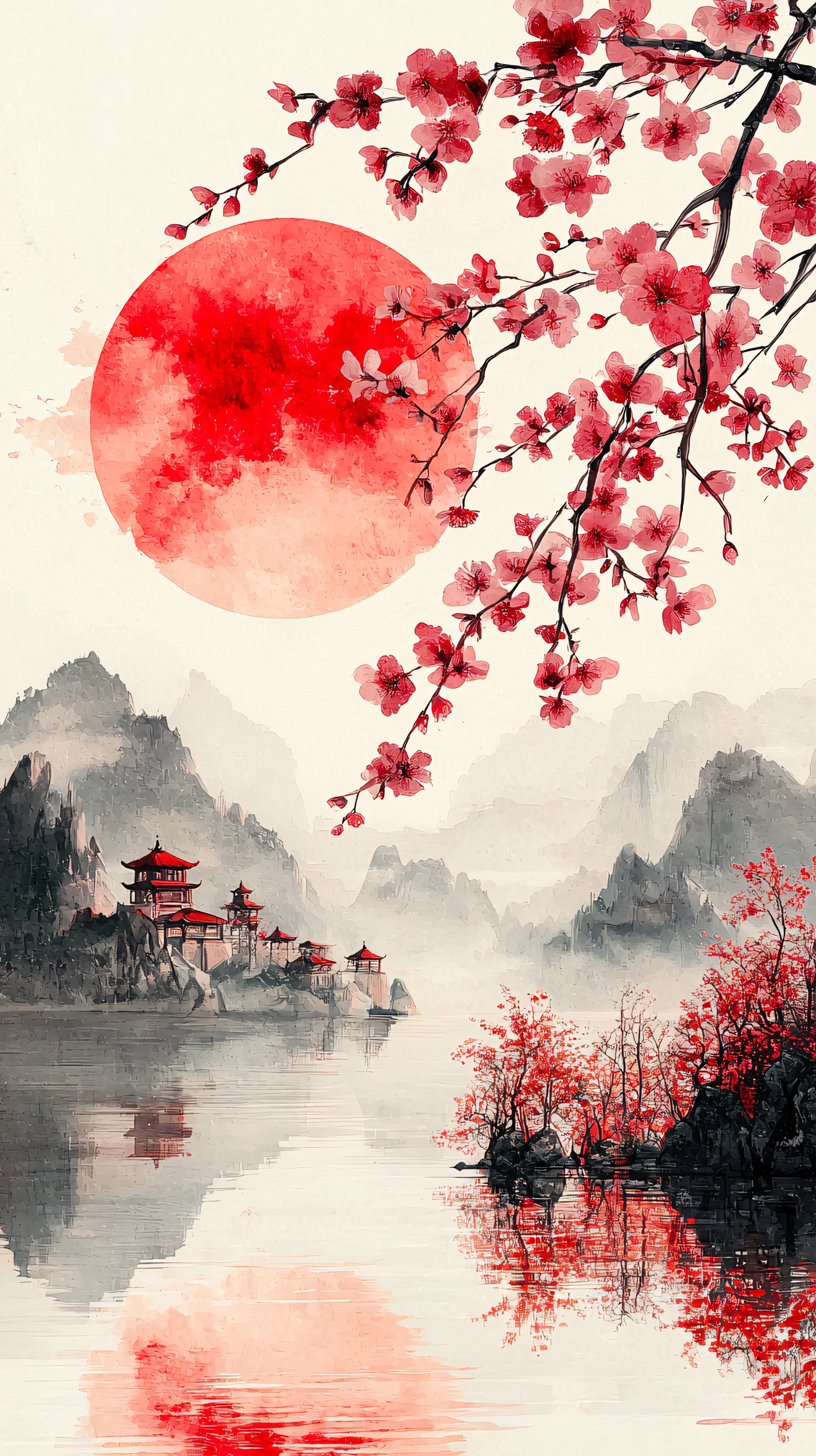 櫻花山水圖 樱花山水专题模板-樱花山水图片素材下载-我图网