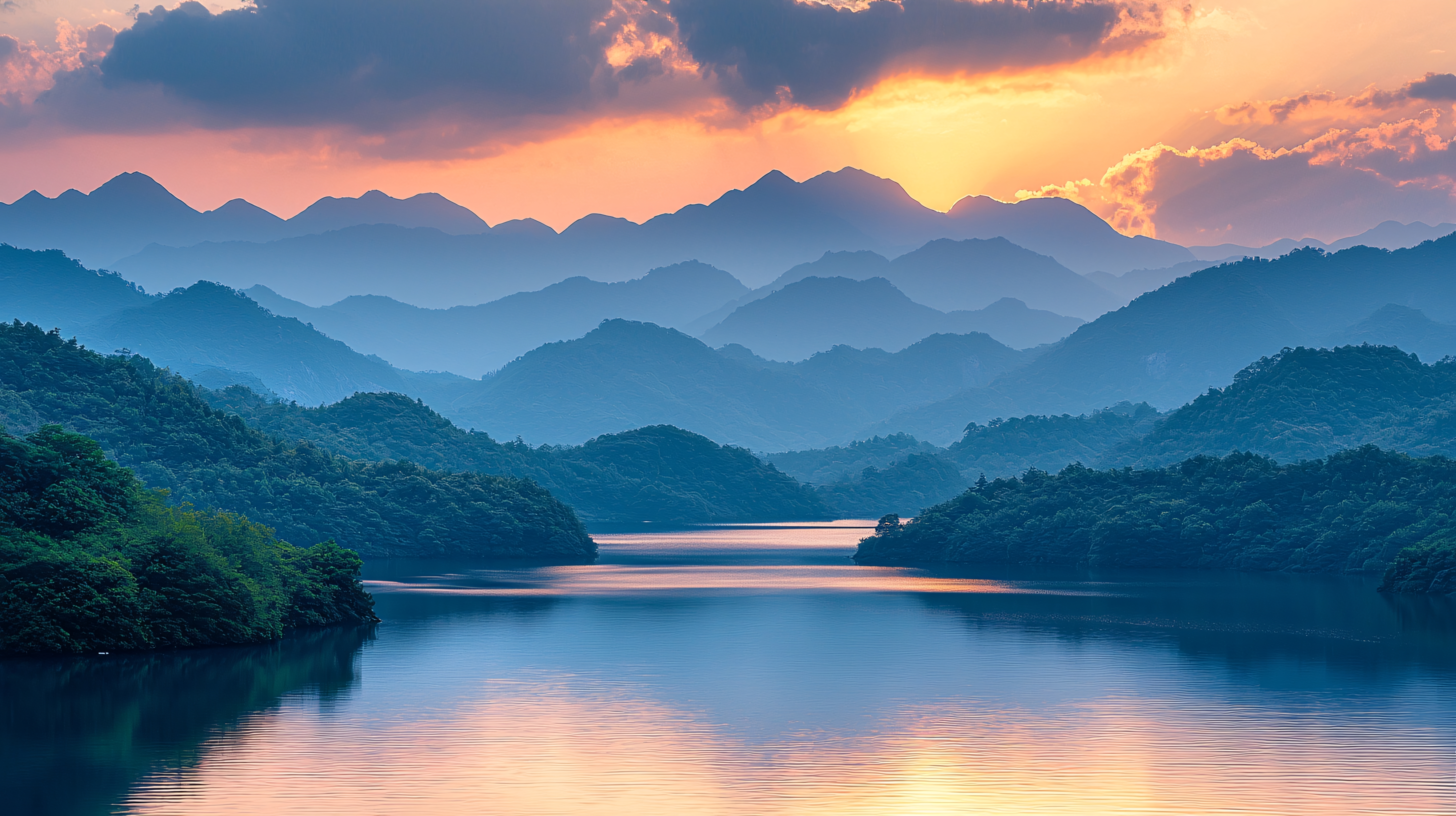 日出山水图片大全-日出山水背景图片-我图网
