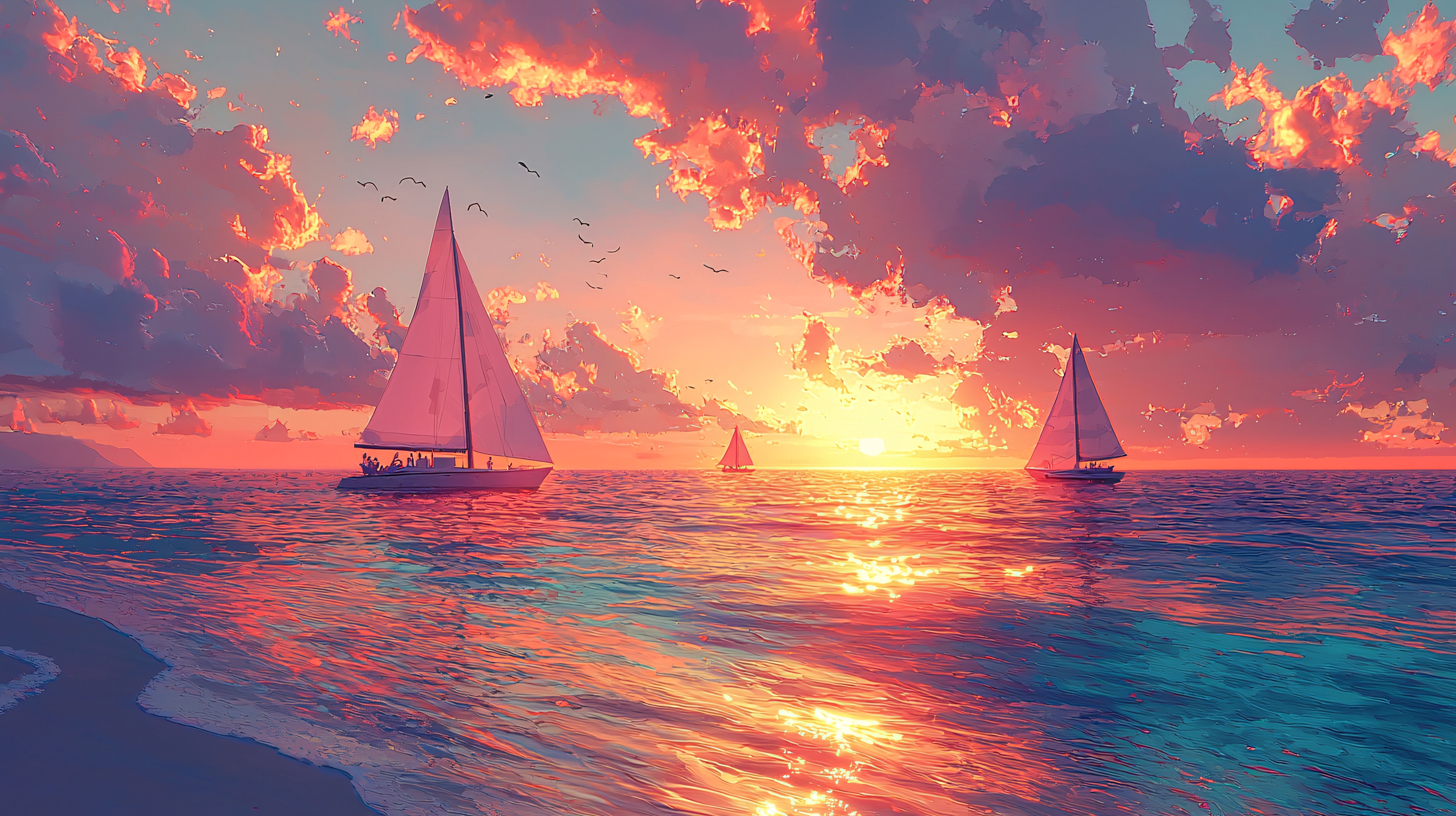 航海風景 帆船海景 真作 絵画 油彩 帆船の航海 風景画 海景 青い海 海