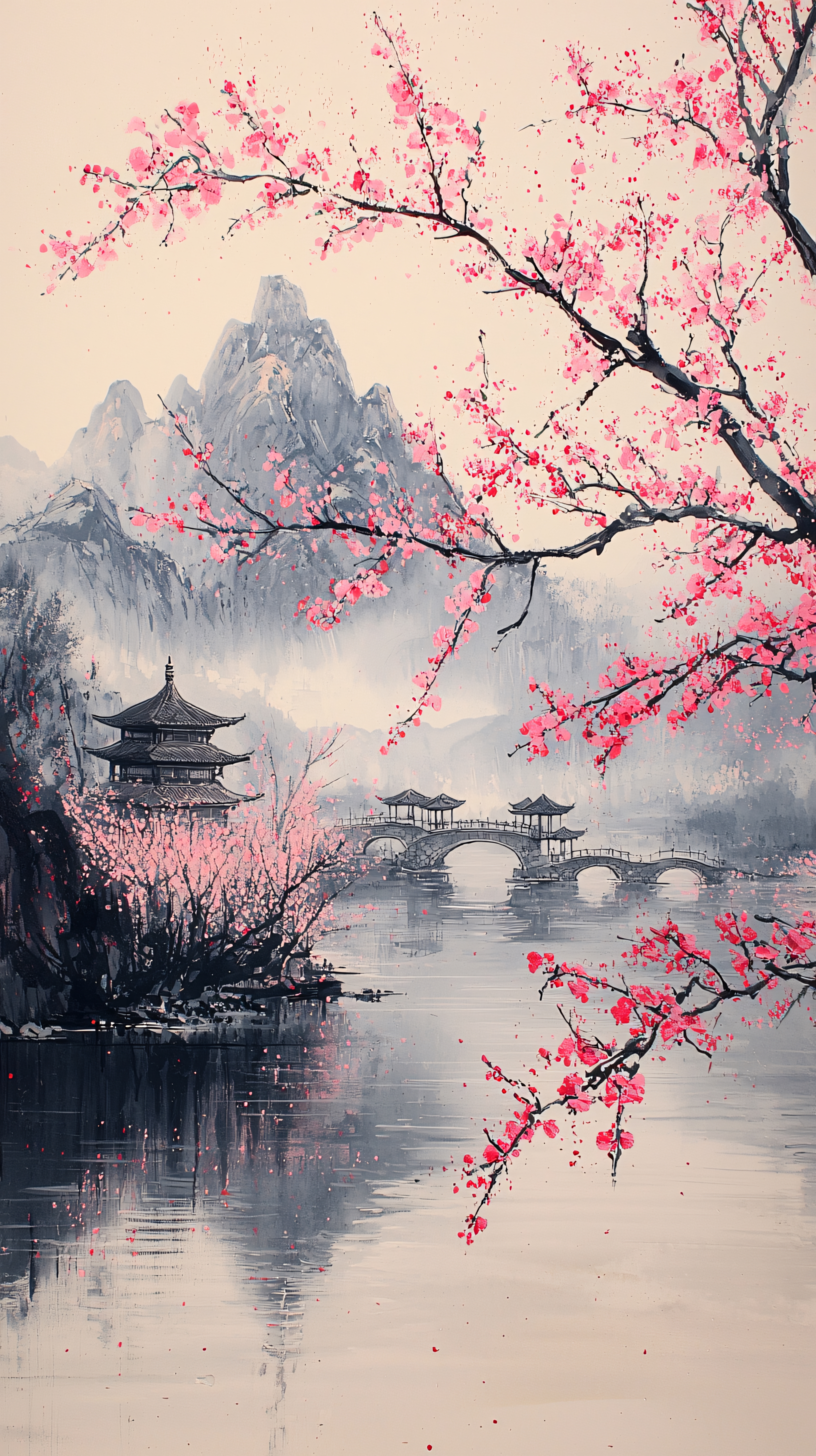 櫻花山水圖 樱花山水专题模板-樱花山水图片素材下载-我图网