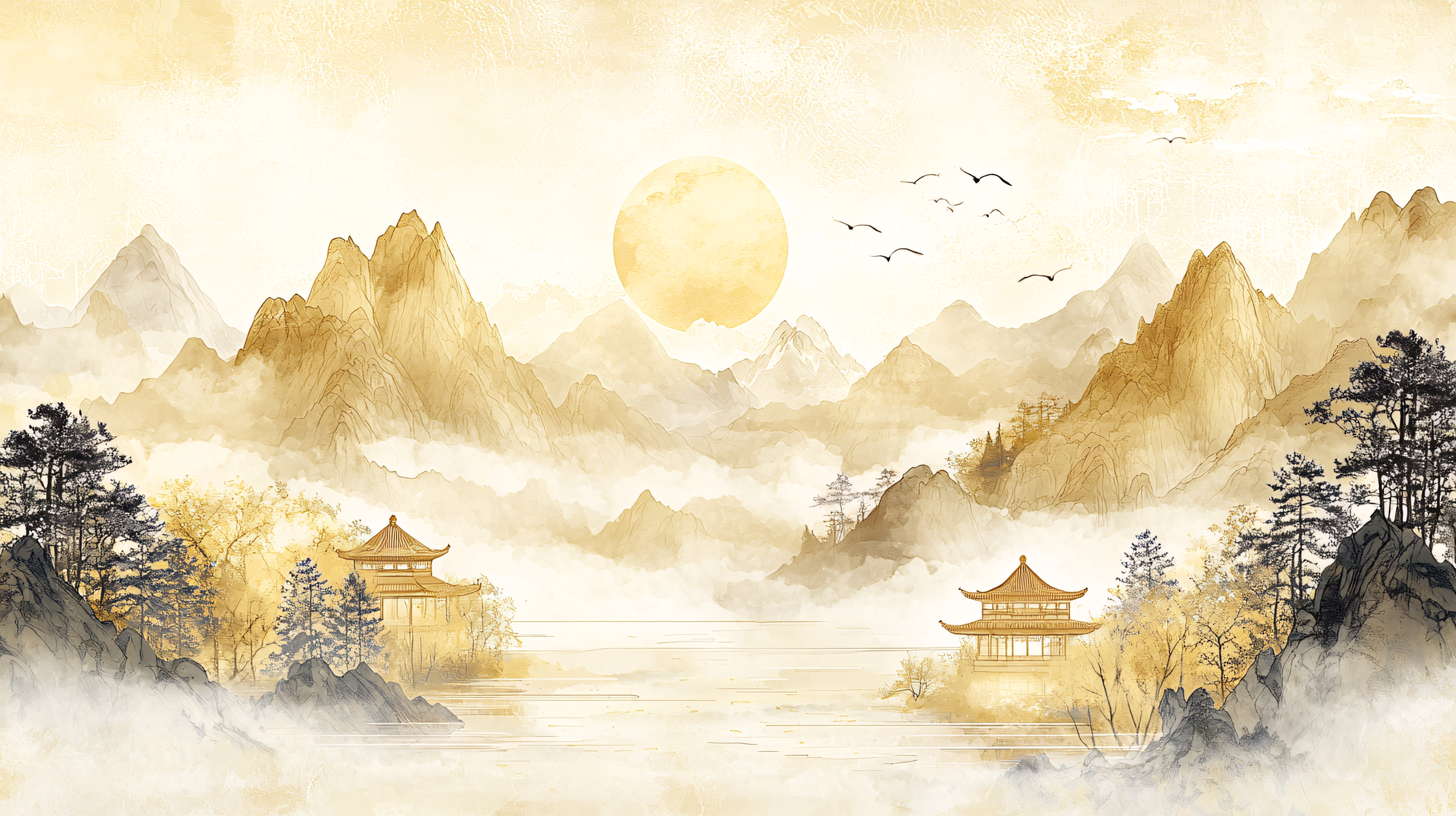 风景山水金色山水图片大全-风景山水金色山水背景图片-我图网
