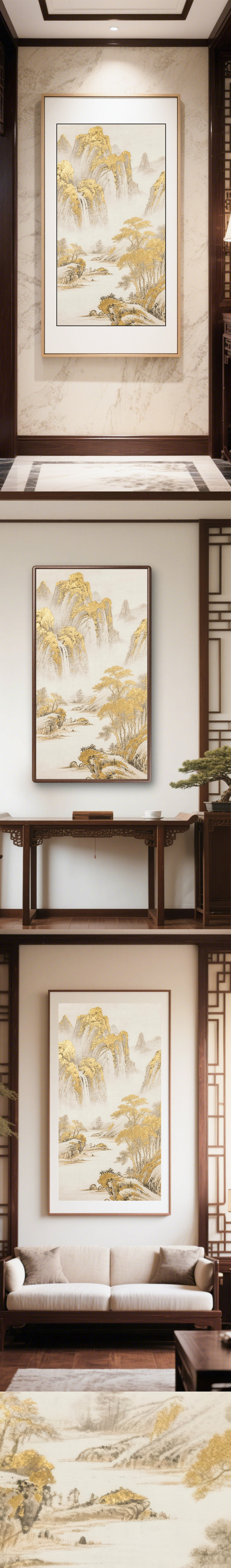 金色山水画金箔画图片大全-金色山水画金箔画背景图片-我图网
