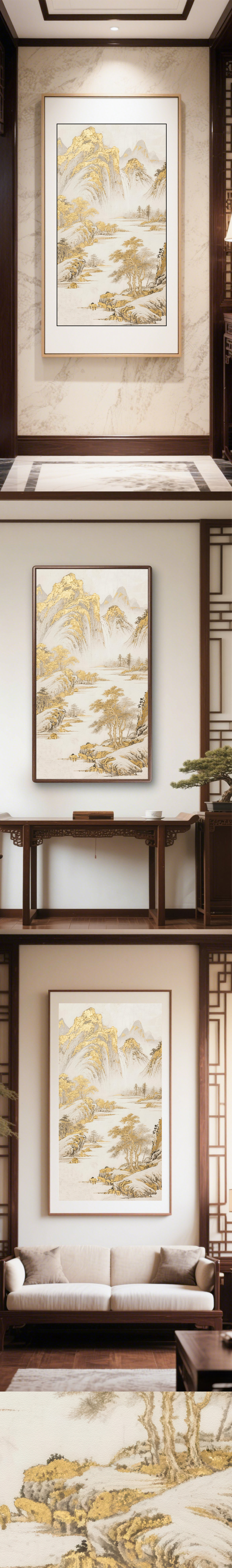 金色山水画金箔画图片大全-金色山水画金箔画背景图片-我图网