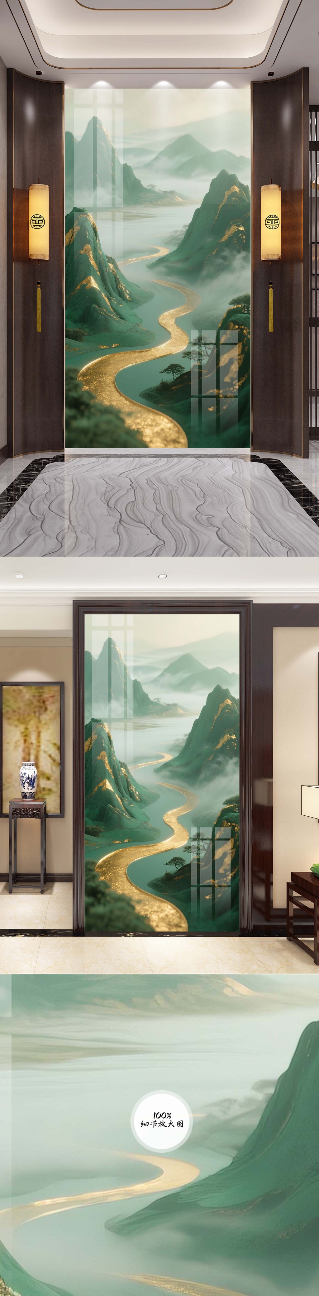 山水金箔画图片大全-山水金箔画背景图片-我图网